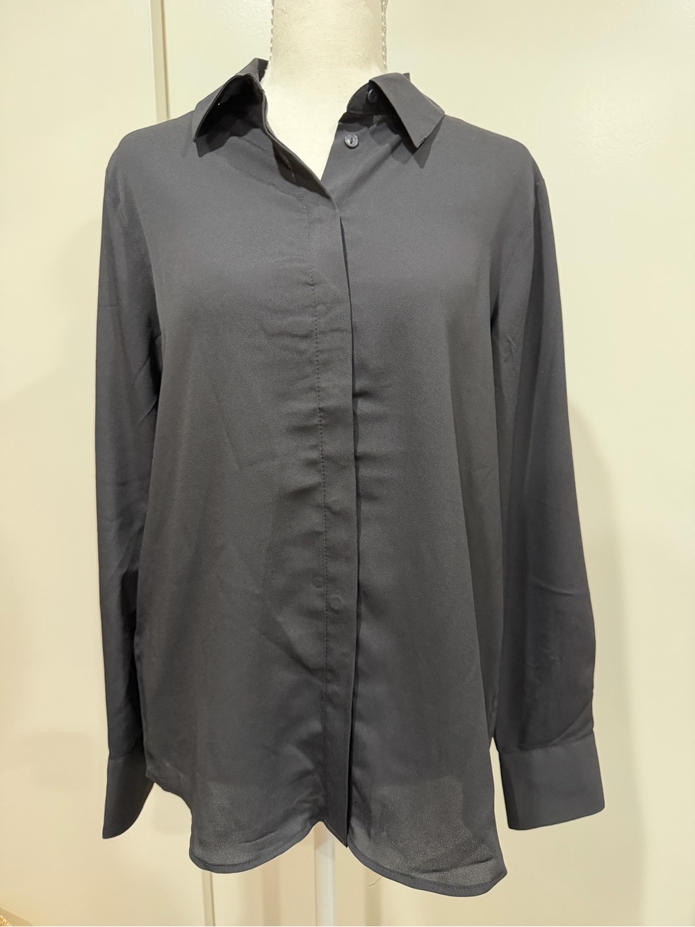 Drapey Black Women’s Button-Down Shirt